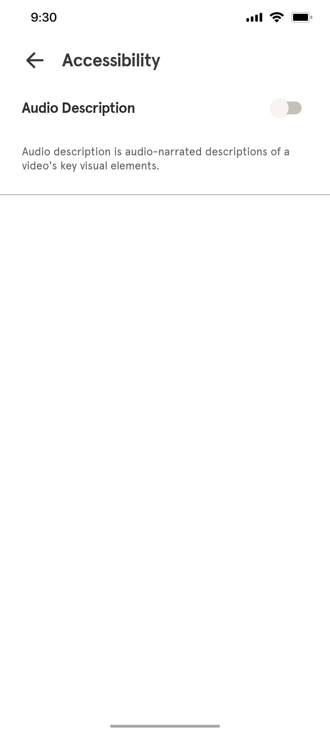 Headspace Accessibility screen