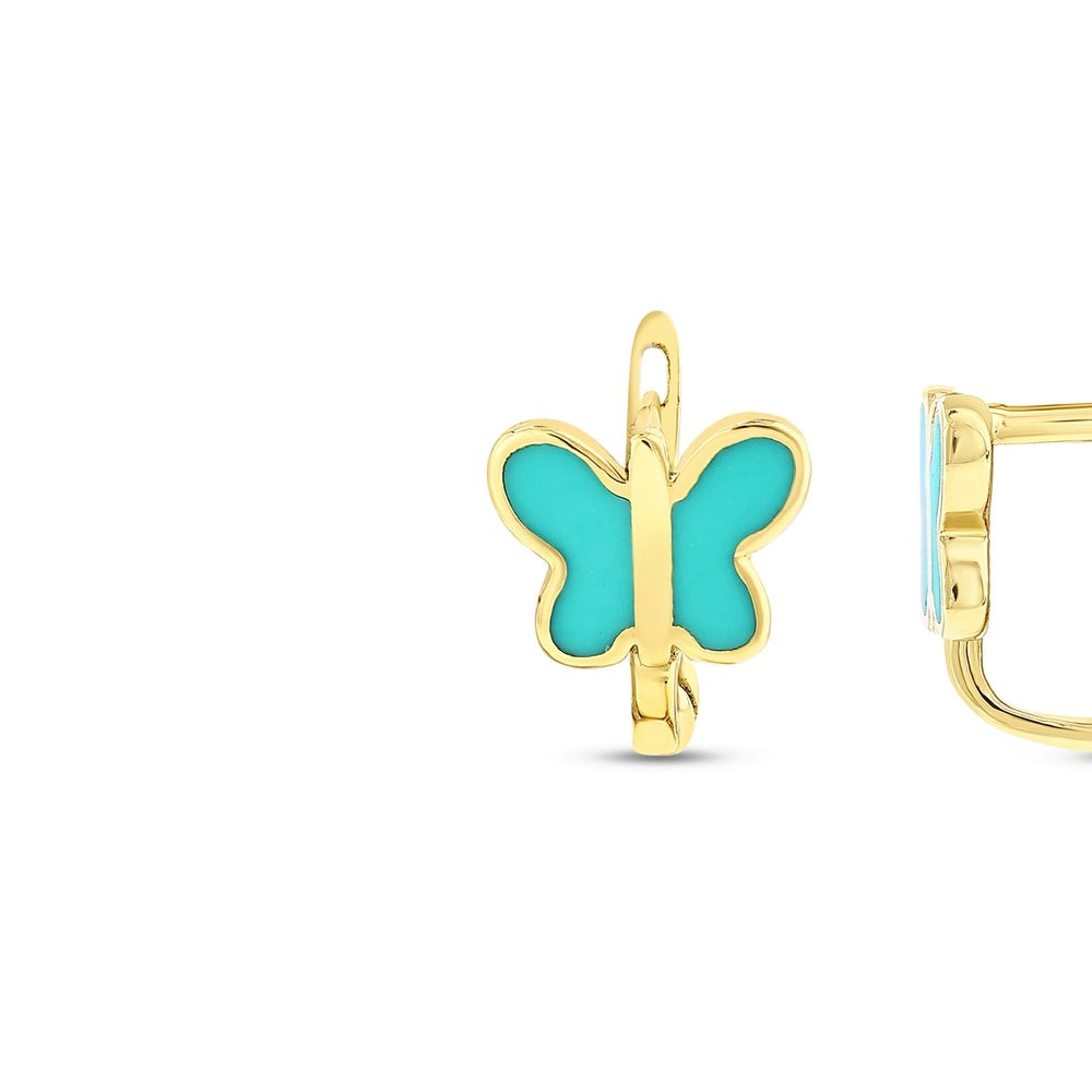 Assos Pırlanta Kelebek Figürlü 14 Ayar Altın Çocuk Küpesi