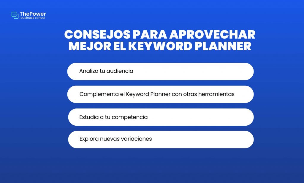 Consejos para aprovechar mejor el keyword planner