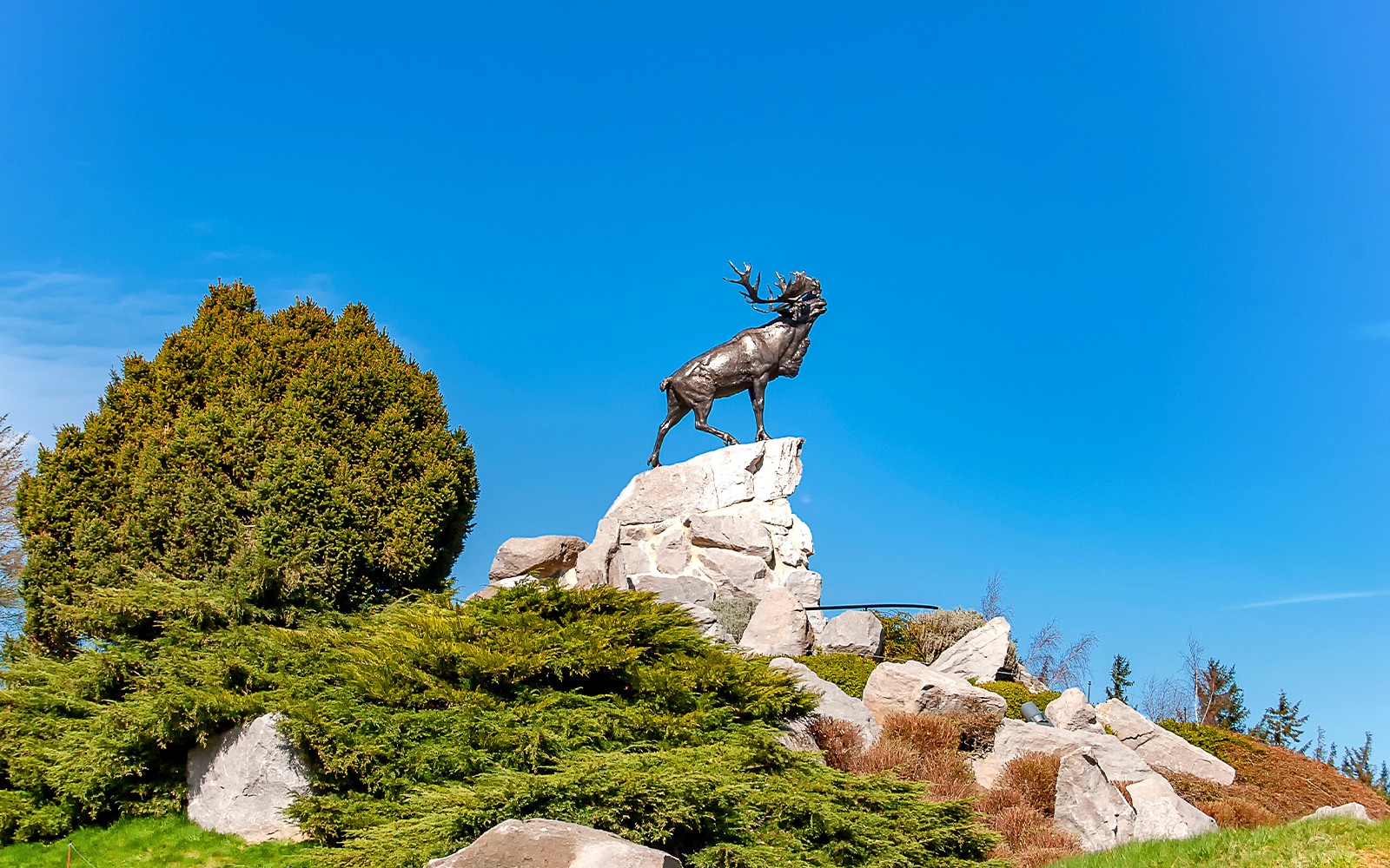 Bronze caribou statue at Beaumont-Hamel Memorial, Somme Battlefield.