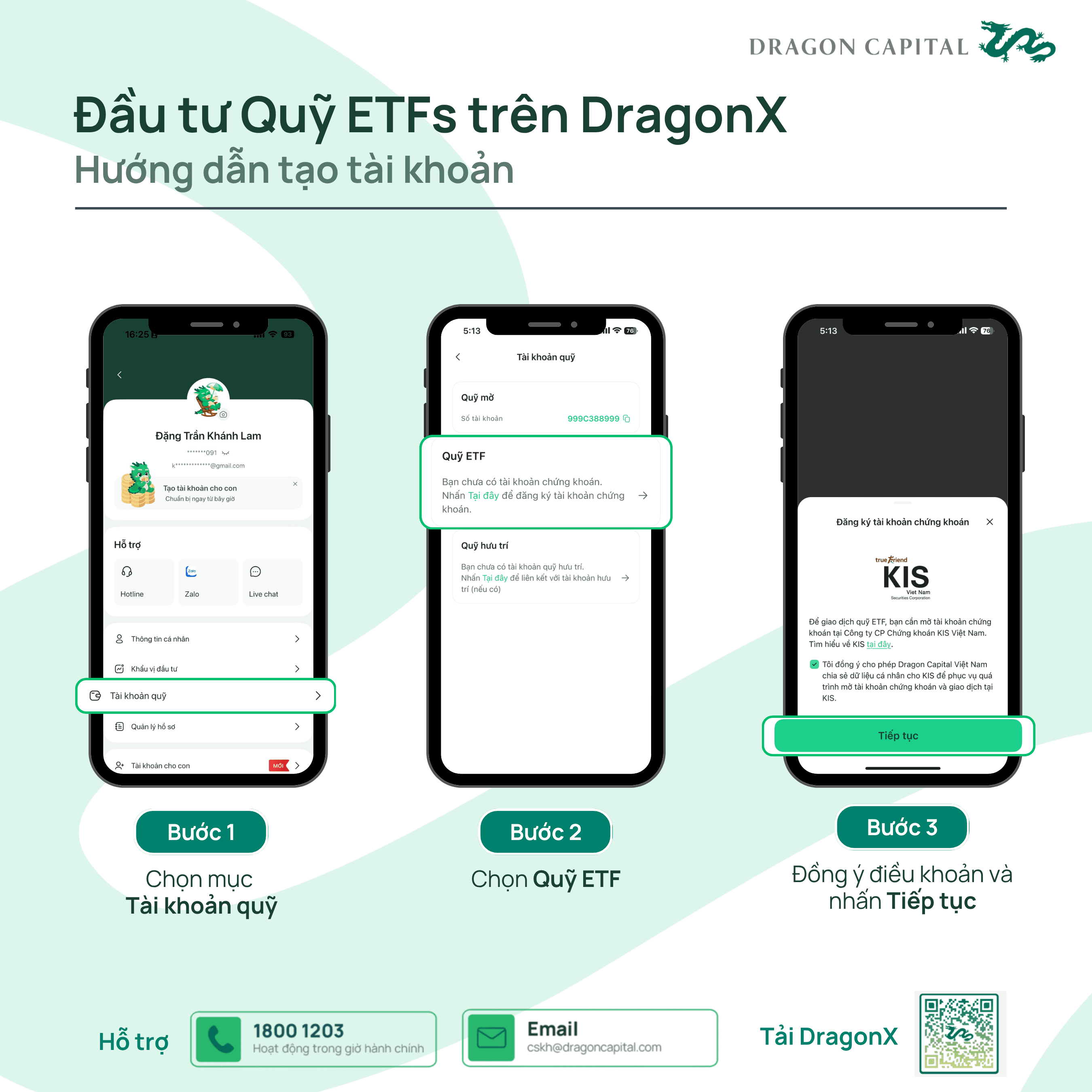Màn hình mở tài khoản chứng khoán KIS trên ứng dụng DragonX