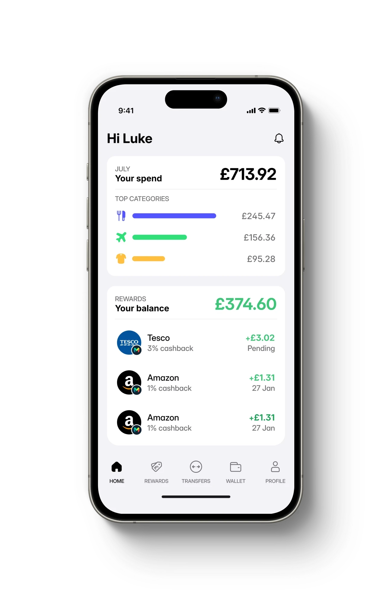 Cheddar app with your spend and rewards