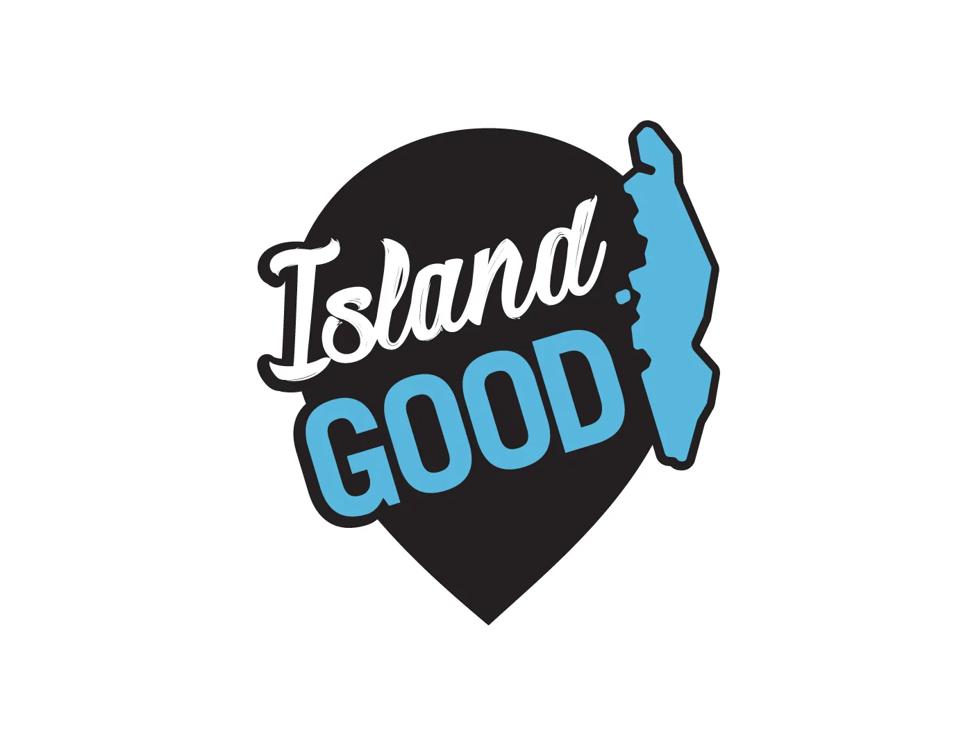The Island Good before logo featuring the shape of Vancouver Island in the design.