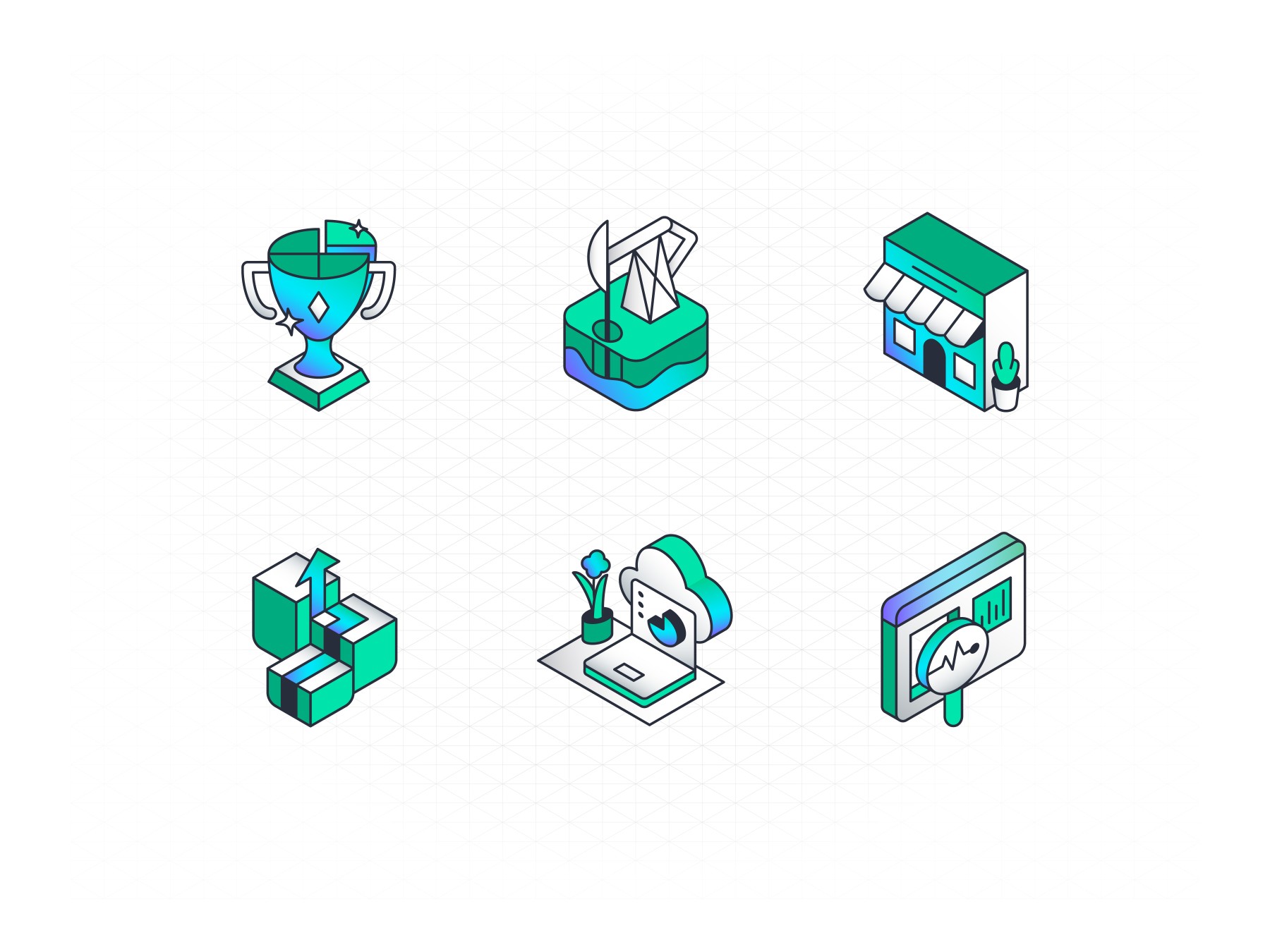 hpe isometric illustrated icons