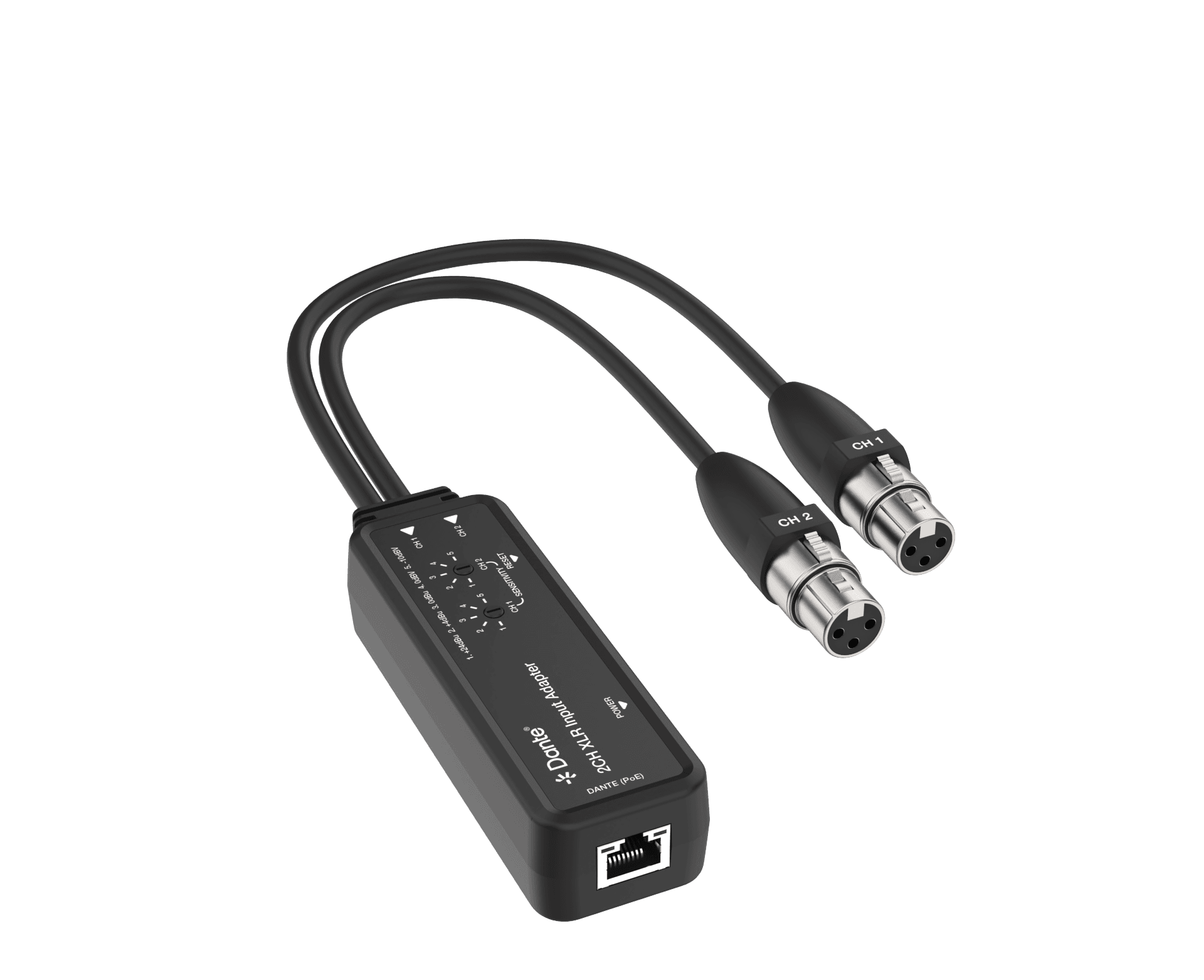 Dante 2CH XLR Input Adapter with two XLR connectors