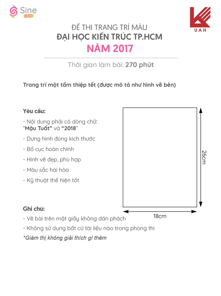 đề thi trang trí màu Đại học Kiến Trúc TP.HCM 2017