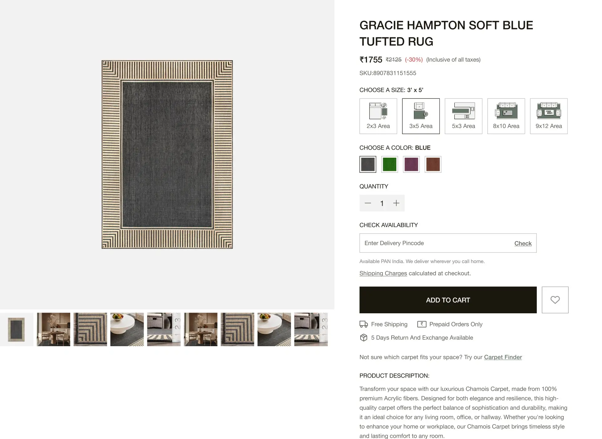 Product grid UI design for home decor and essentials