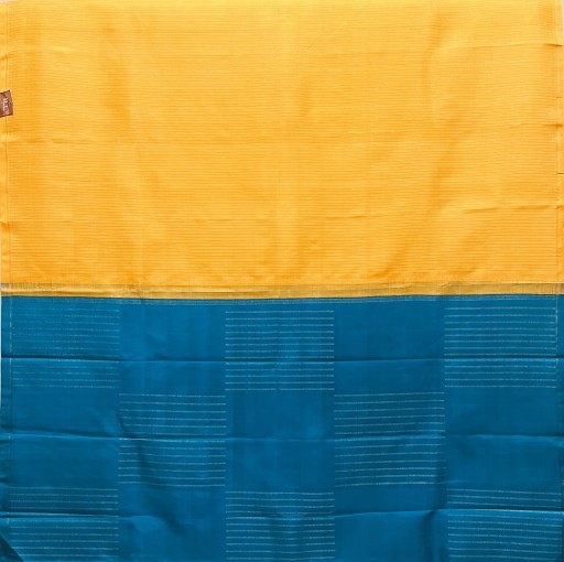 Bright Yellow and Blue Kanchivaram Silk Sare