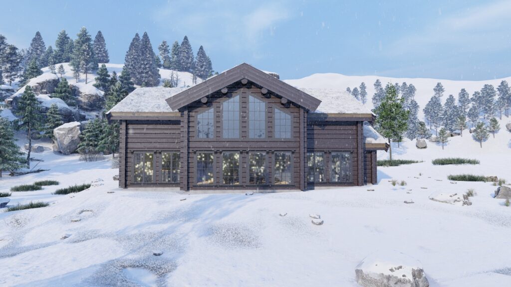 Log cabin 3D render