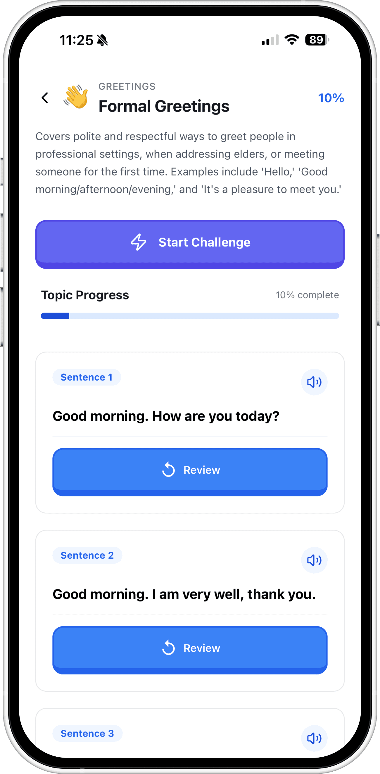 Gold iPhone showing a habit tracker performance screen with journaling and meditation stats, including completion counts and 30-minute durations, on a clean white background.