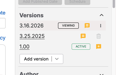 screenshot of version tooling