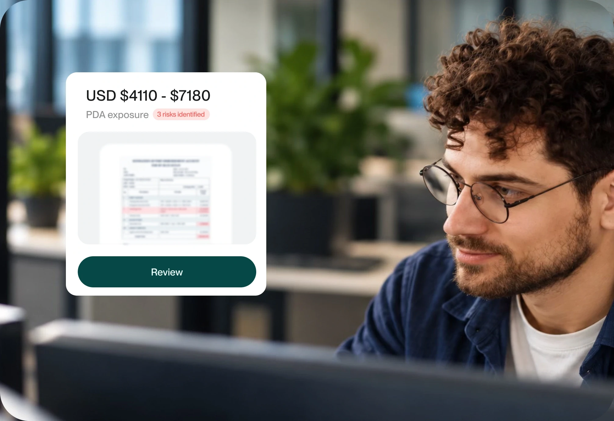 Cost analyst reviewing a PDA with three risks flagged