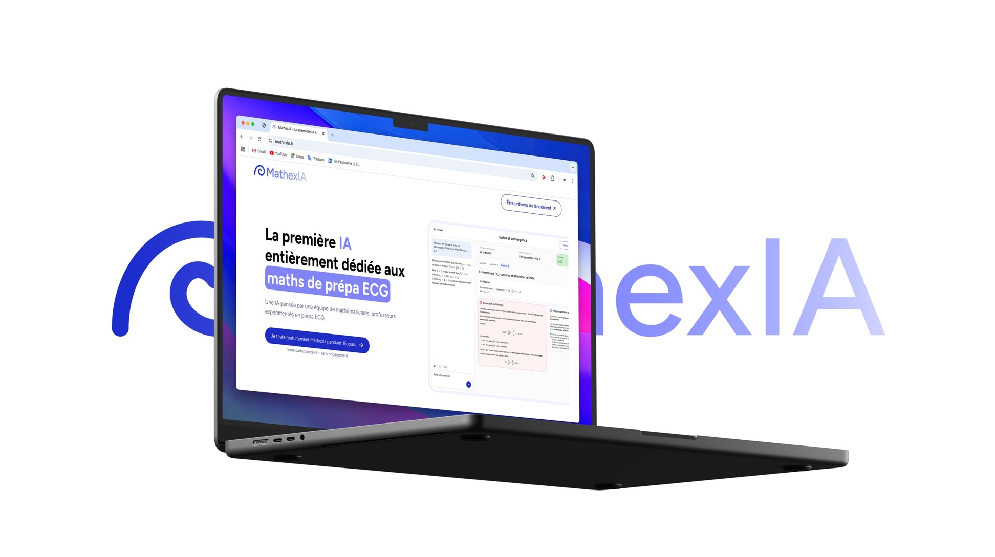 Extrait de l'interface de la plateforme MathexIA.