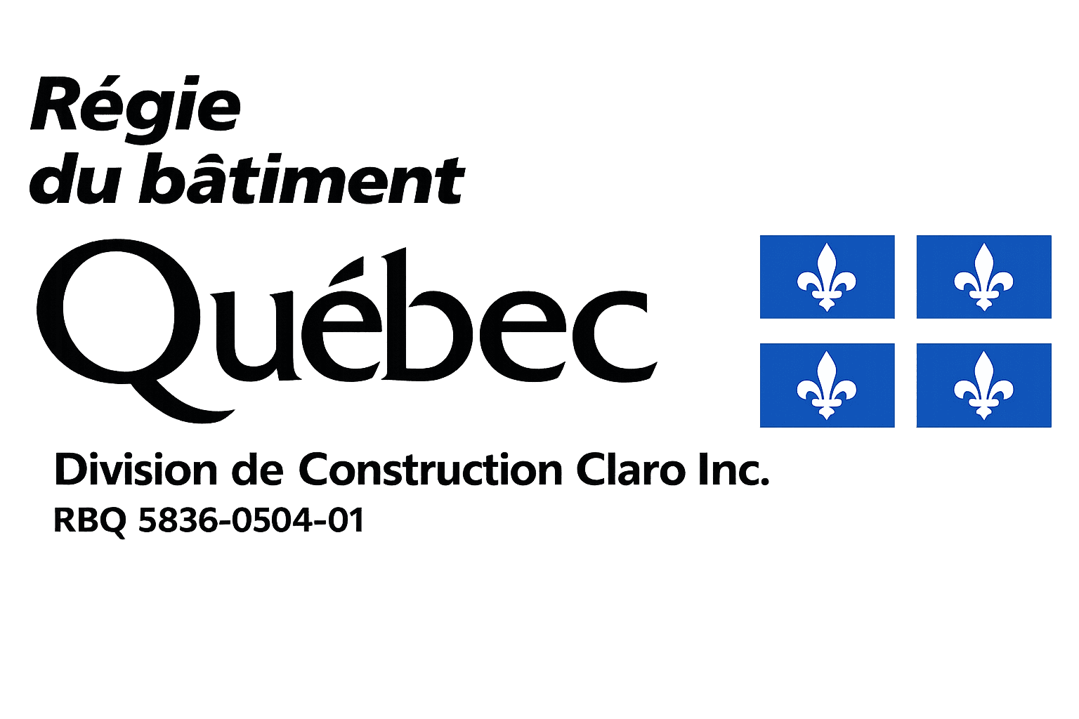 Licence RBQ 5789-9338-01 - Entrepreneur en toiture certifié Québec