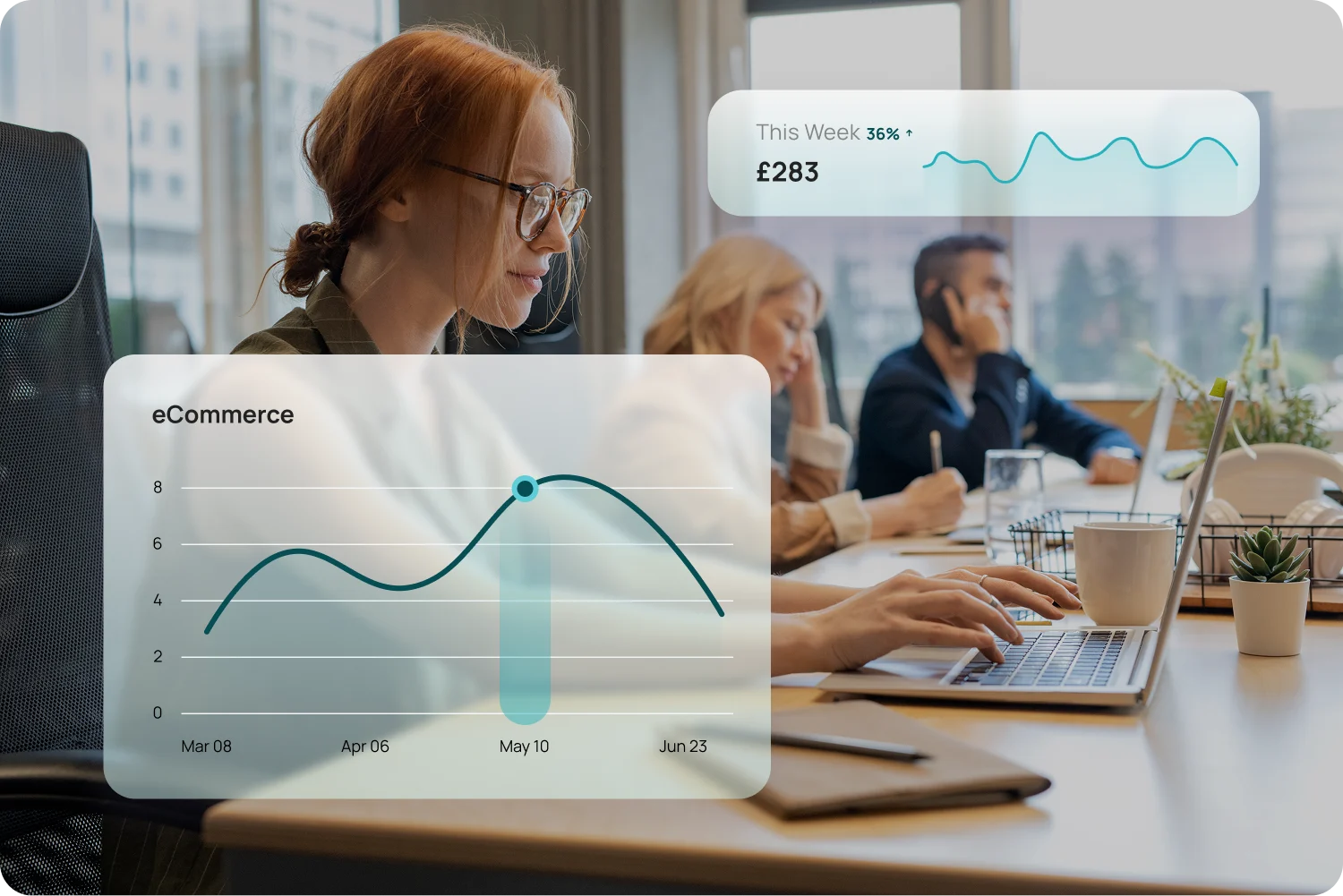 Woman working on a laptop