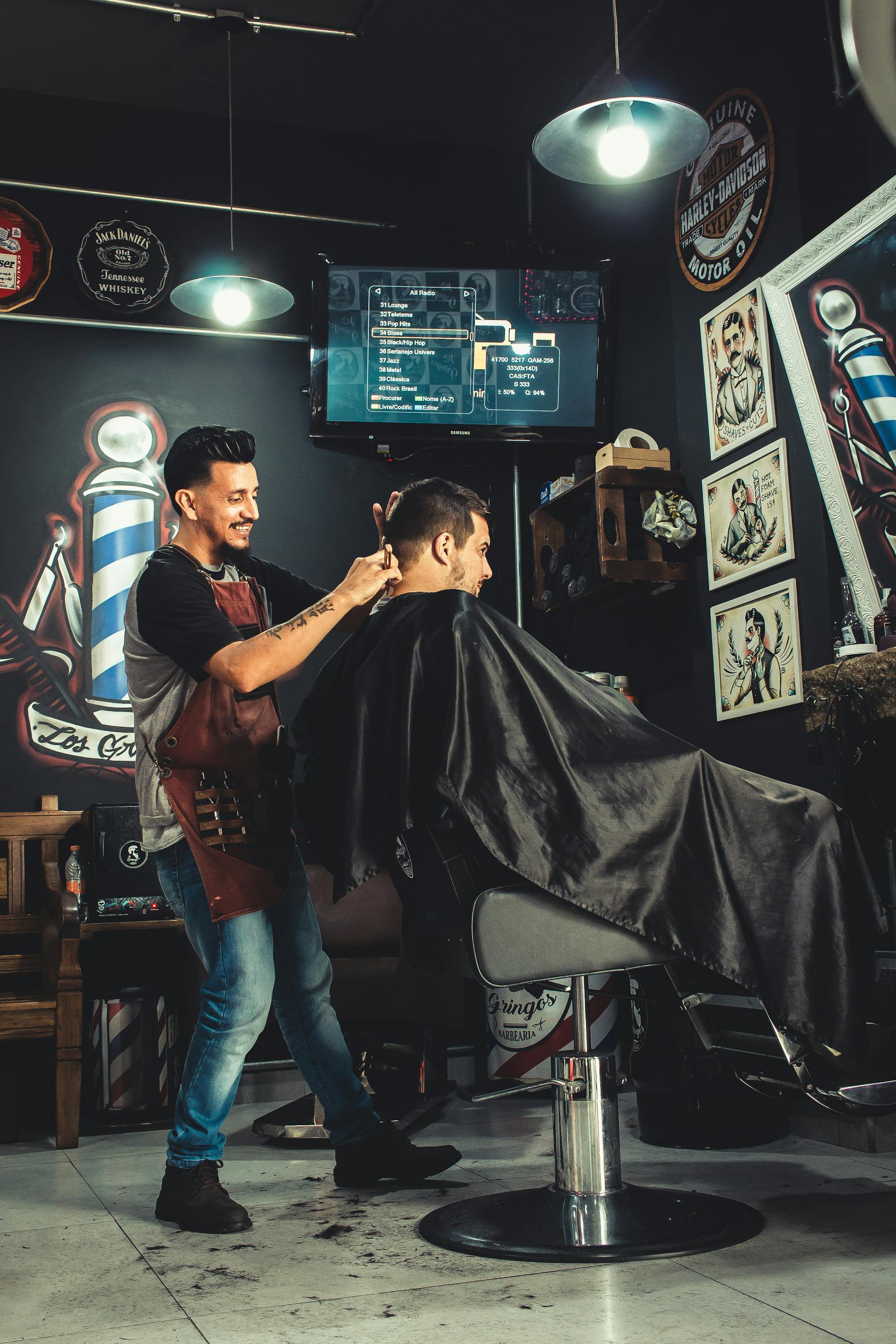 Barber cutting hair