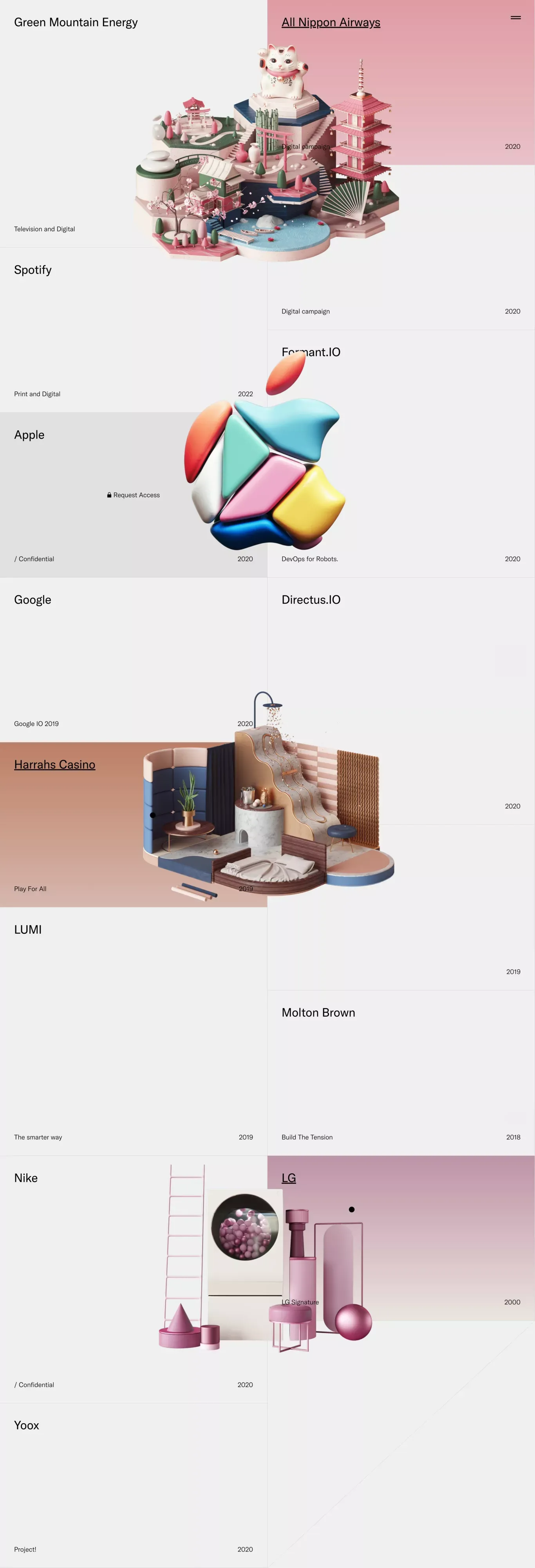 Peter Tarka / Projects portfolio page screenshot showcasing Design design