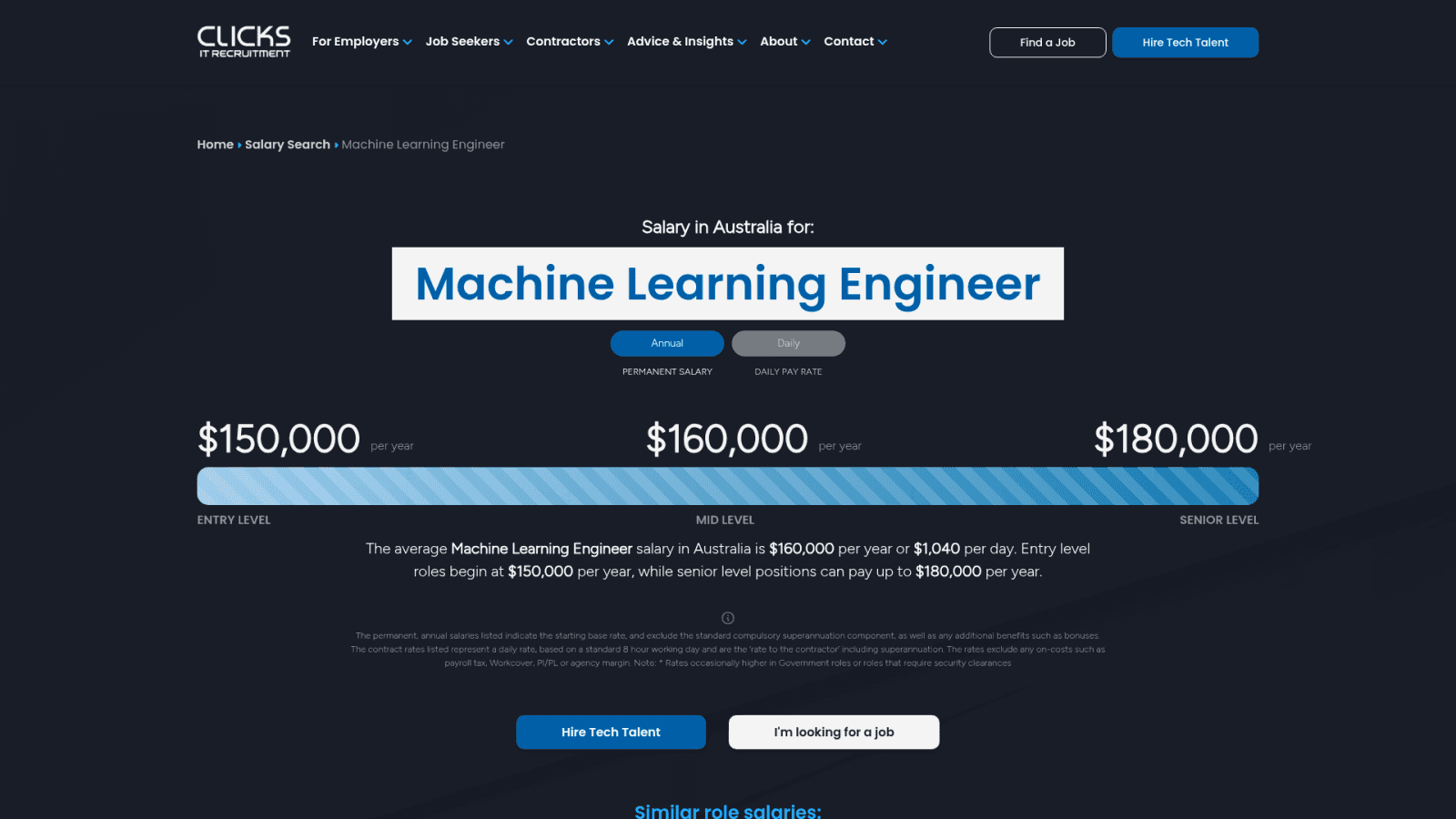Clicks IT Recruitment ML engineer salary and day rate guide