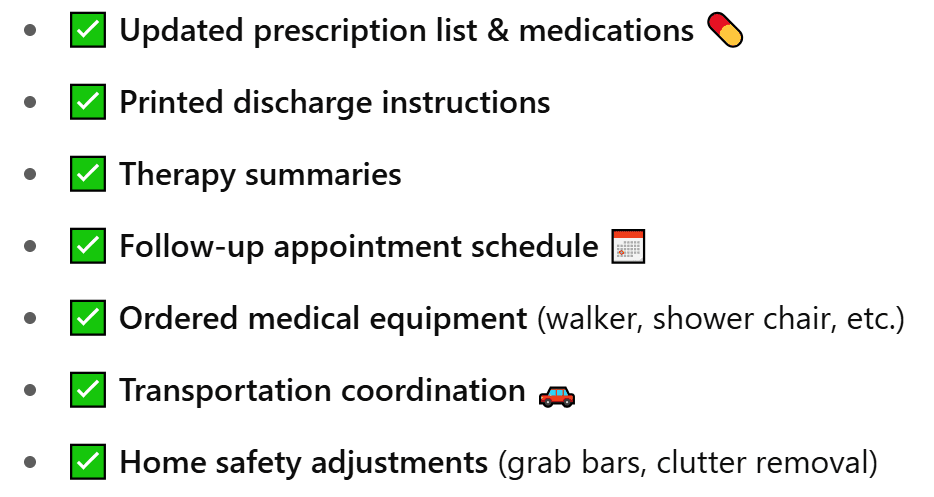 What Families Should Handle at Discharge:
