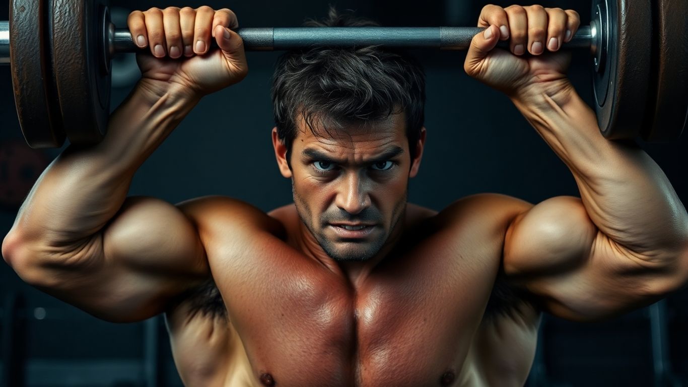 Person lifting heavy barbell in gym.