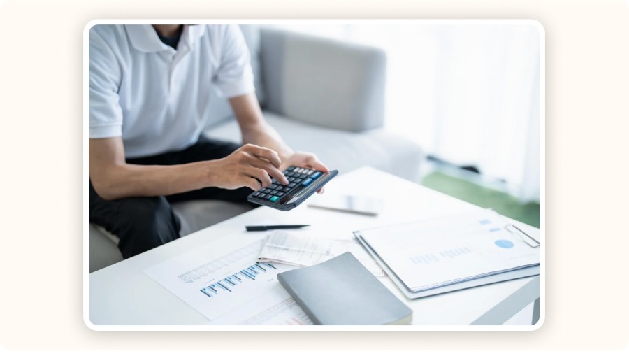 Person using calculator