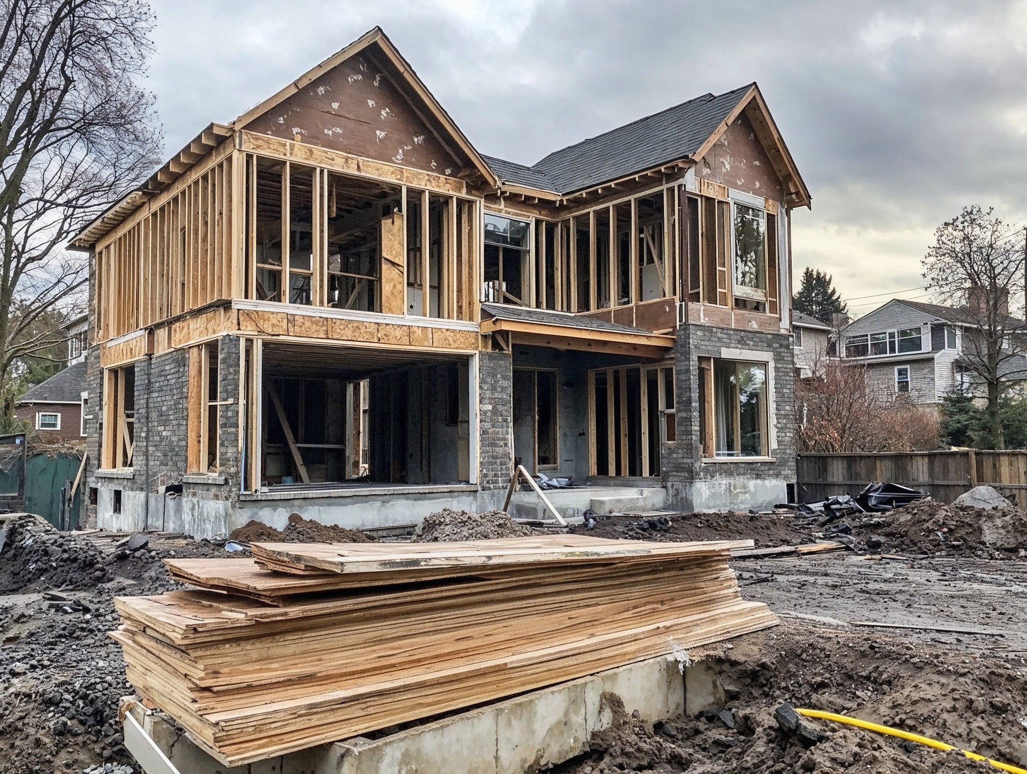 A construction and remodeling site for a home