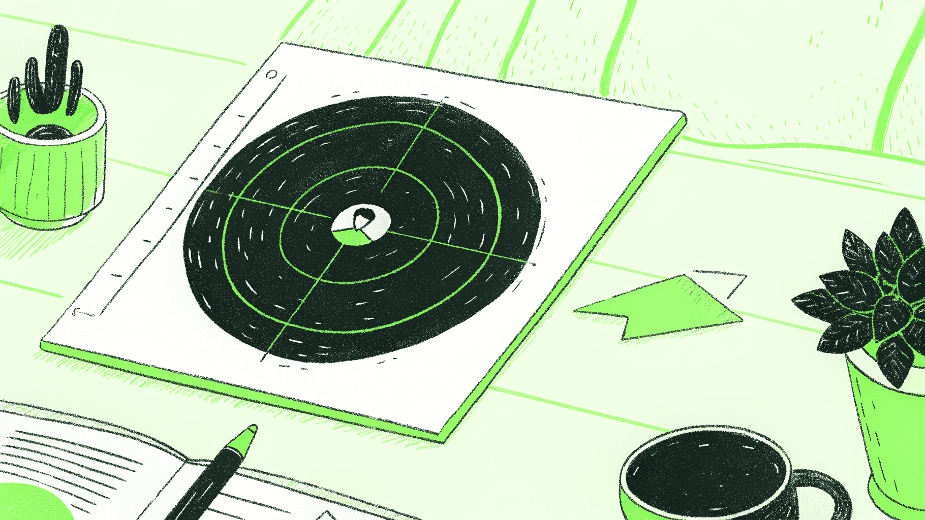 SAT score sheet deflected away, student profile card centered at admissions target bullseye