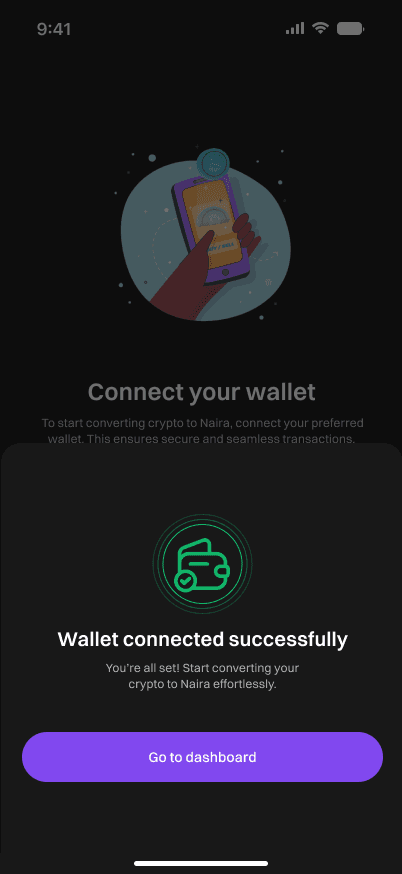 Wallet Connection, screen 3