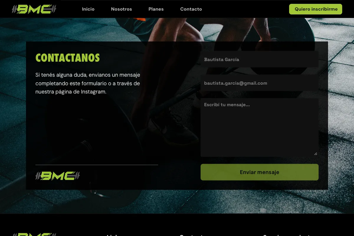 Arvox Studio - Diseño web de BMC Centro de Entrenamiento
