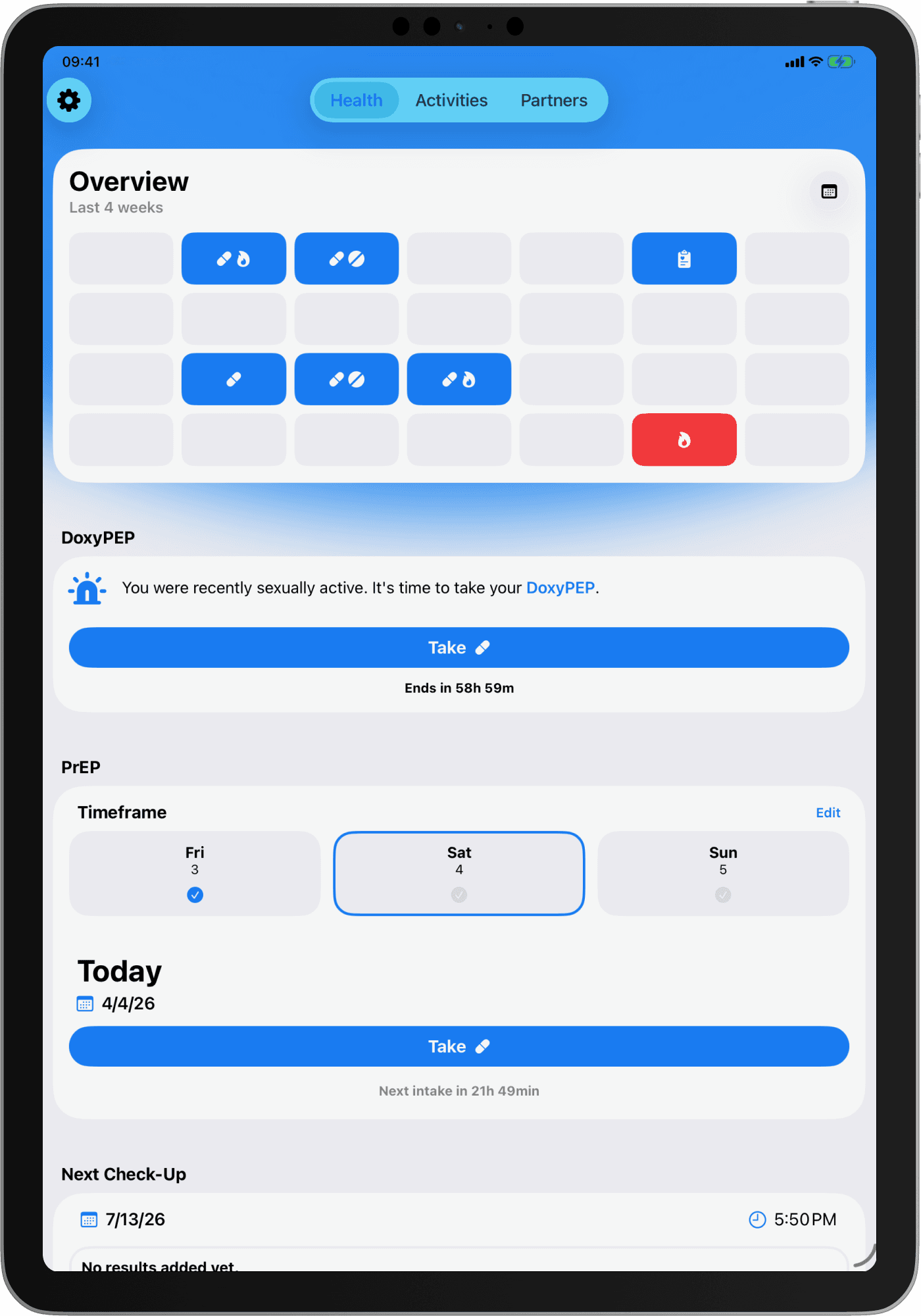 Screenshot: PrEP (iPadOS)