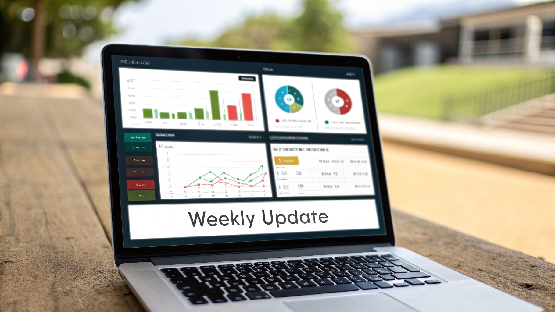 A person is typing on a laptop, surrounded by icons for email, chat, and video calls, symbolizing proactive client communication.