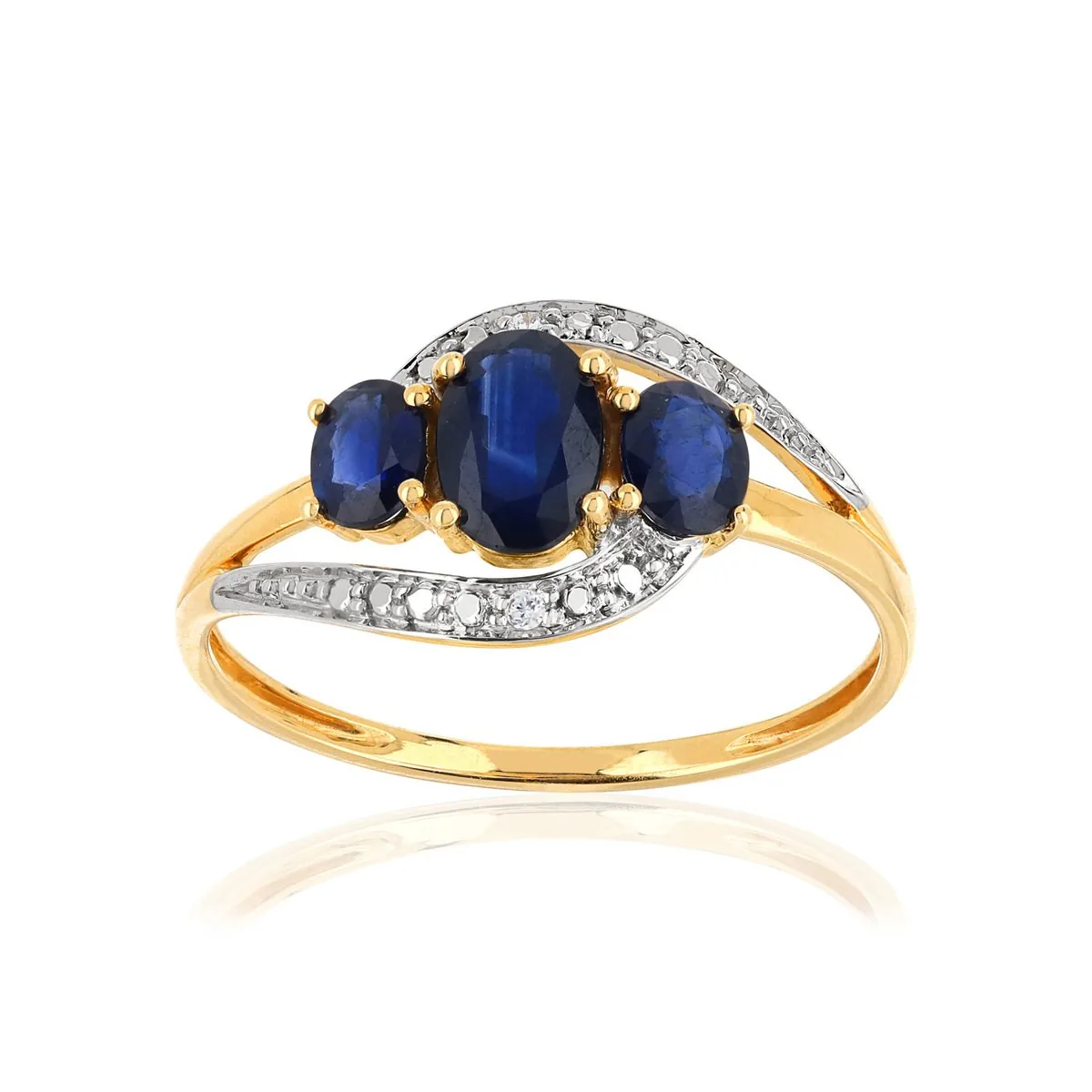 Bague en deux ors 750 sertie de diamants et saphirs