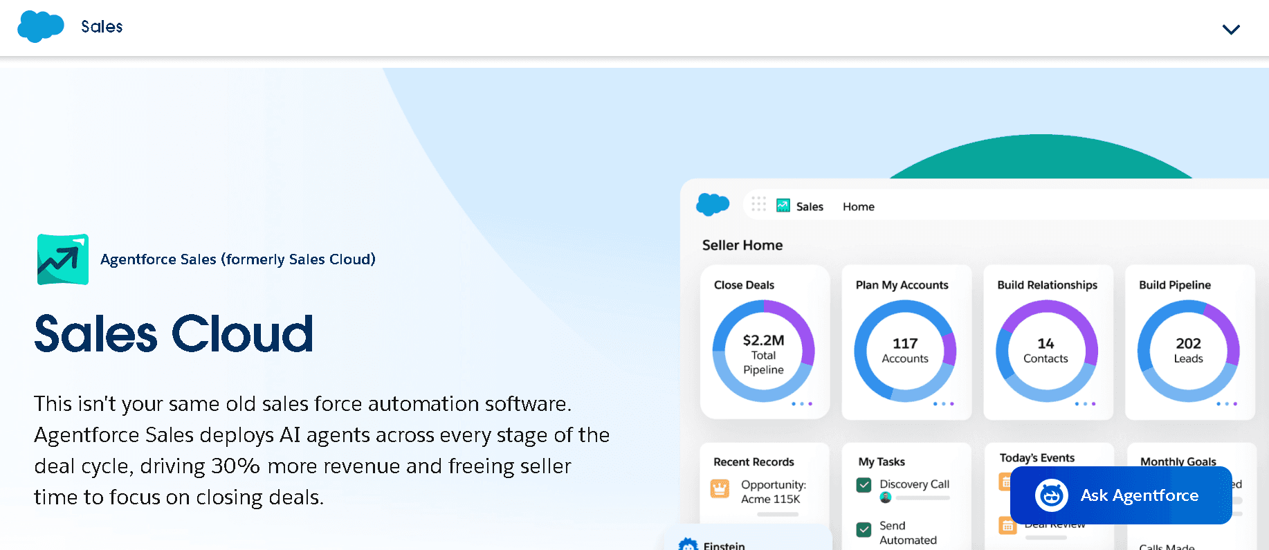 Salesforce Sales Cloudlanding page