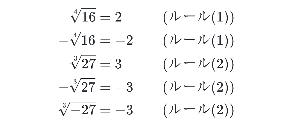 累乗根ⁿ√aの例