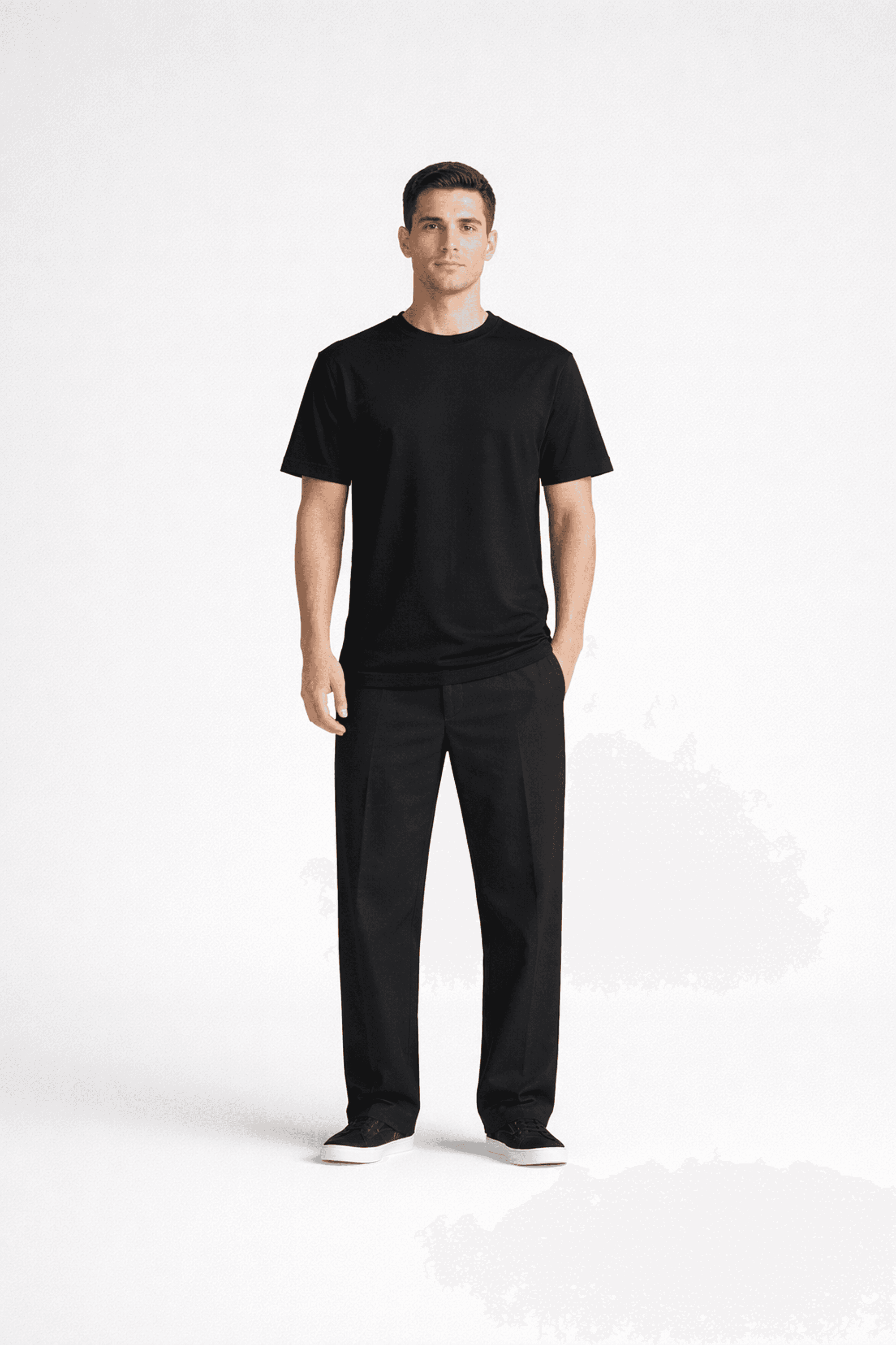 black and white crew neck t-shirt