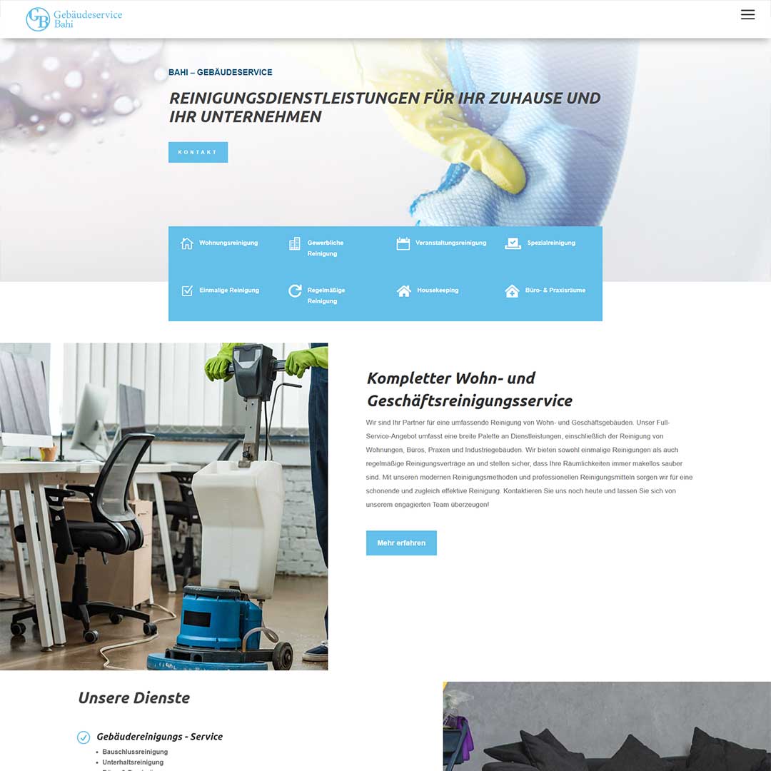 Ein bild von der Webseite www.bahi-reinigungsservice.de