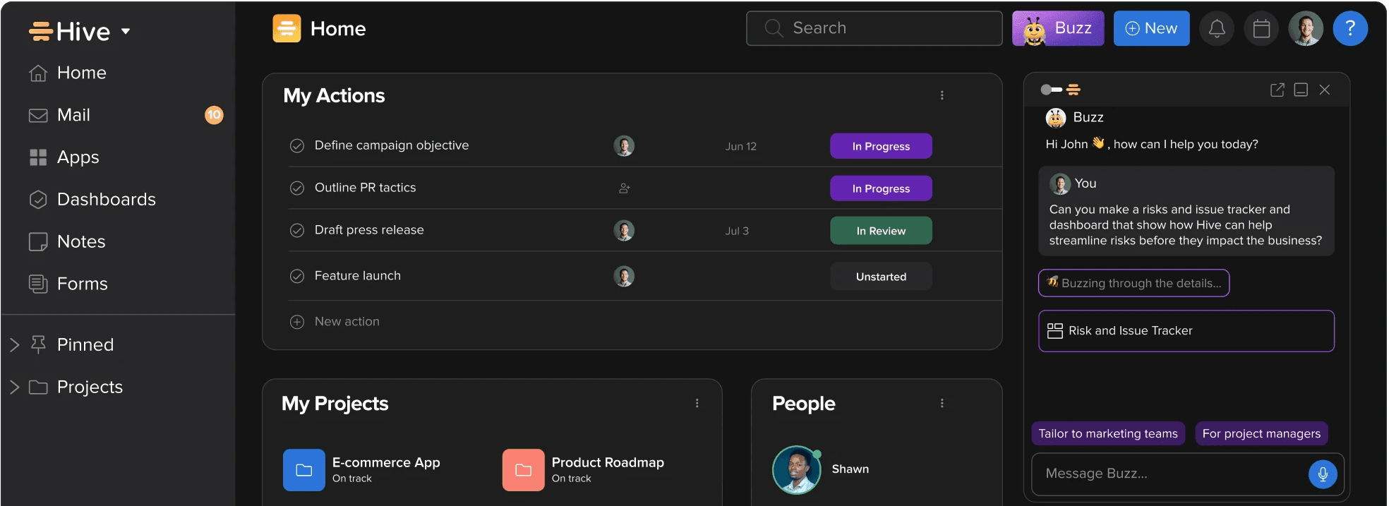 Hive project management homepage