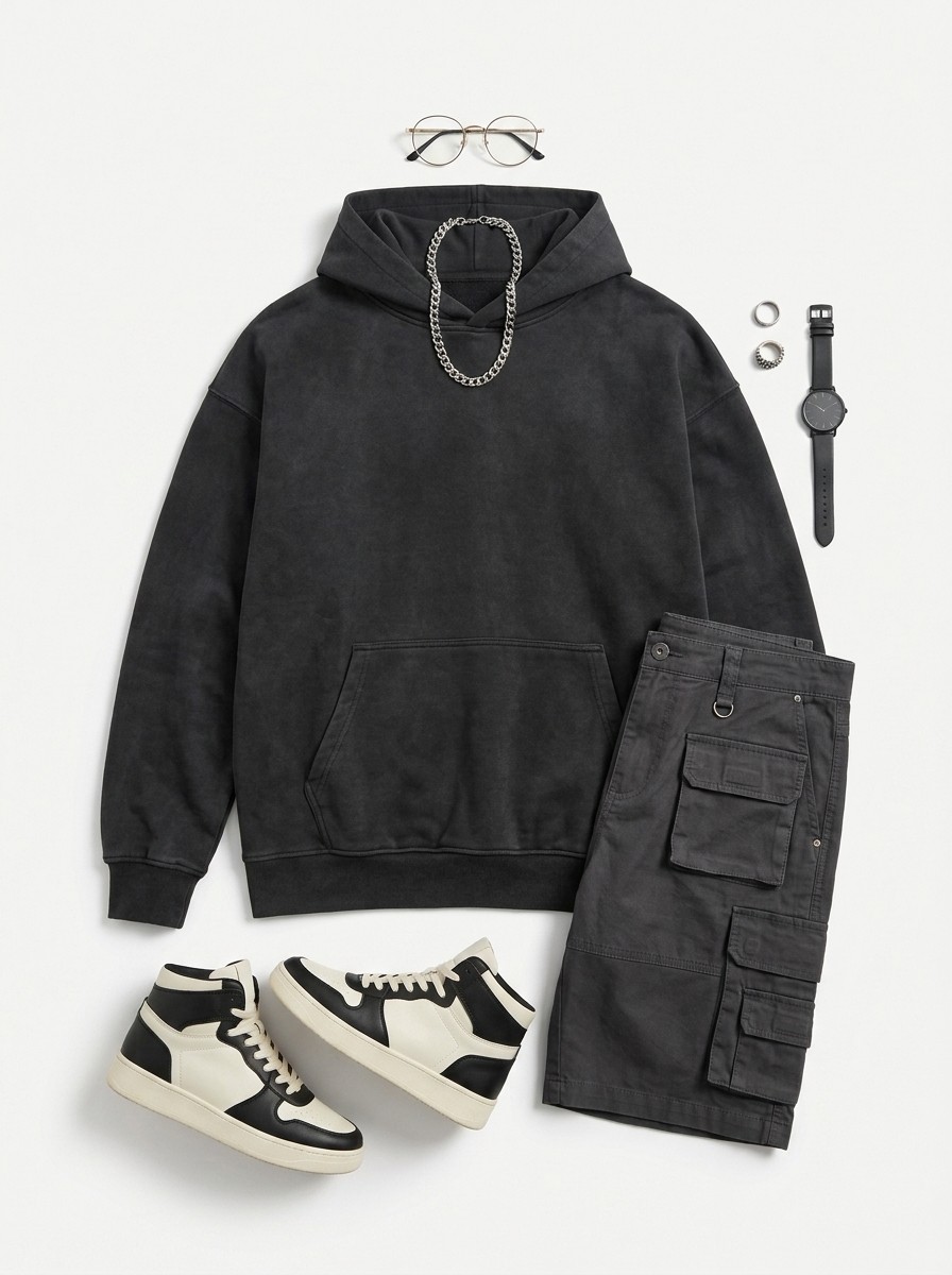 Minimal fashion portrait with black long sleeve styling