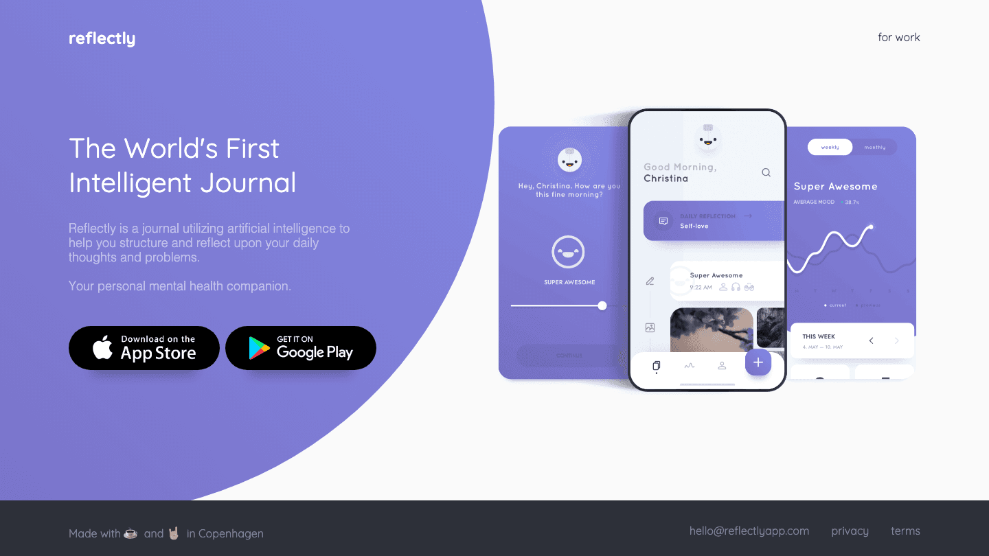 Reflectly AI journal app website