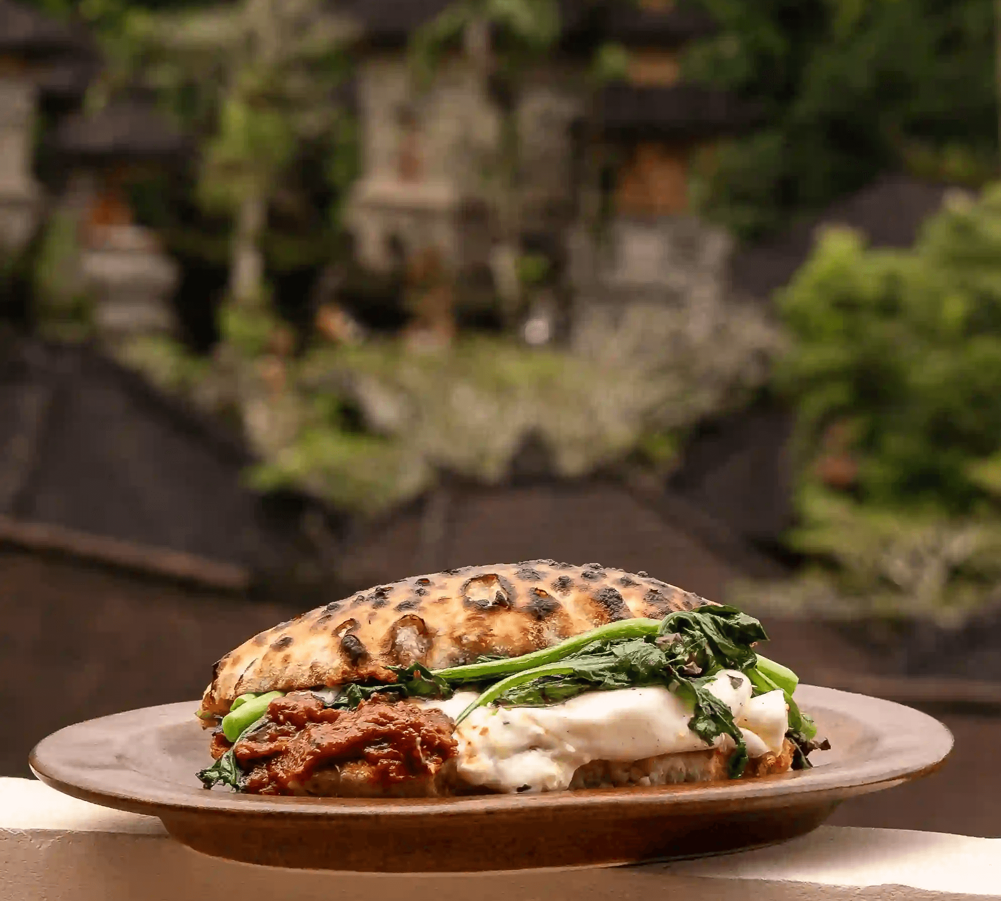 woodfired bread food with mediterranean restaurant in ubud bali