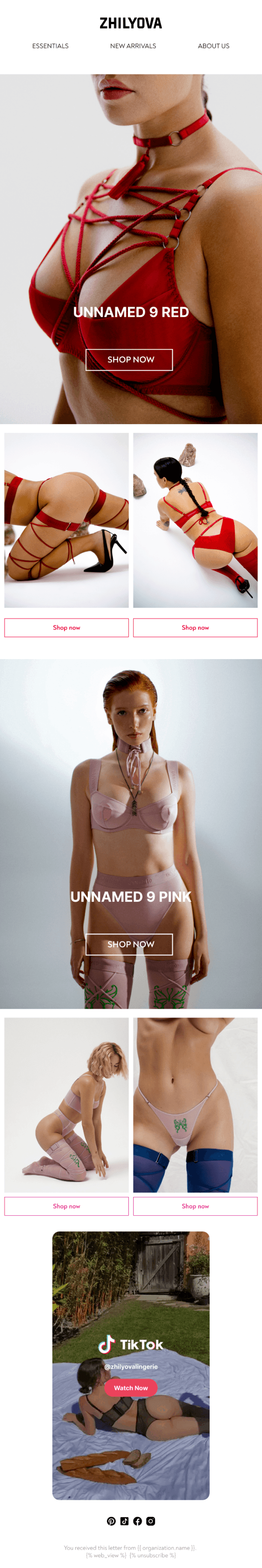 Email marketing for the women's clothing brand Zhilyova