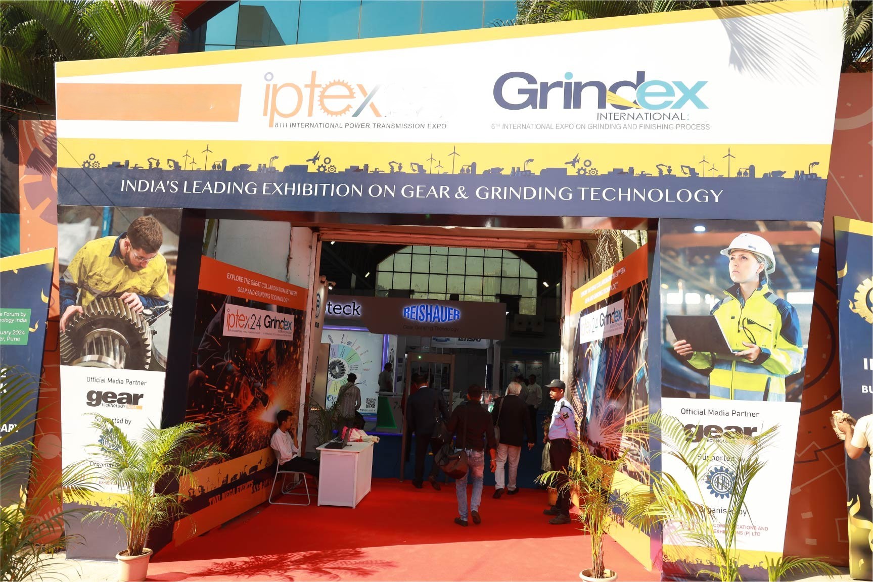 Power transmission exhibitors showcasing gears and bearings to OEM engineers at IPTEX 2026 trade show in Pune