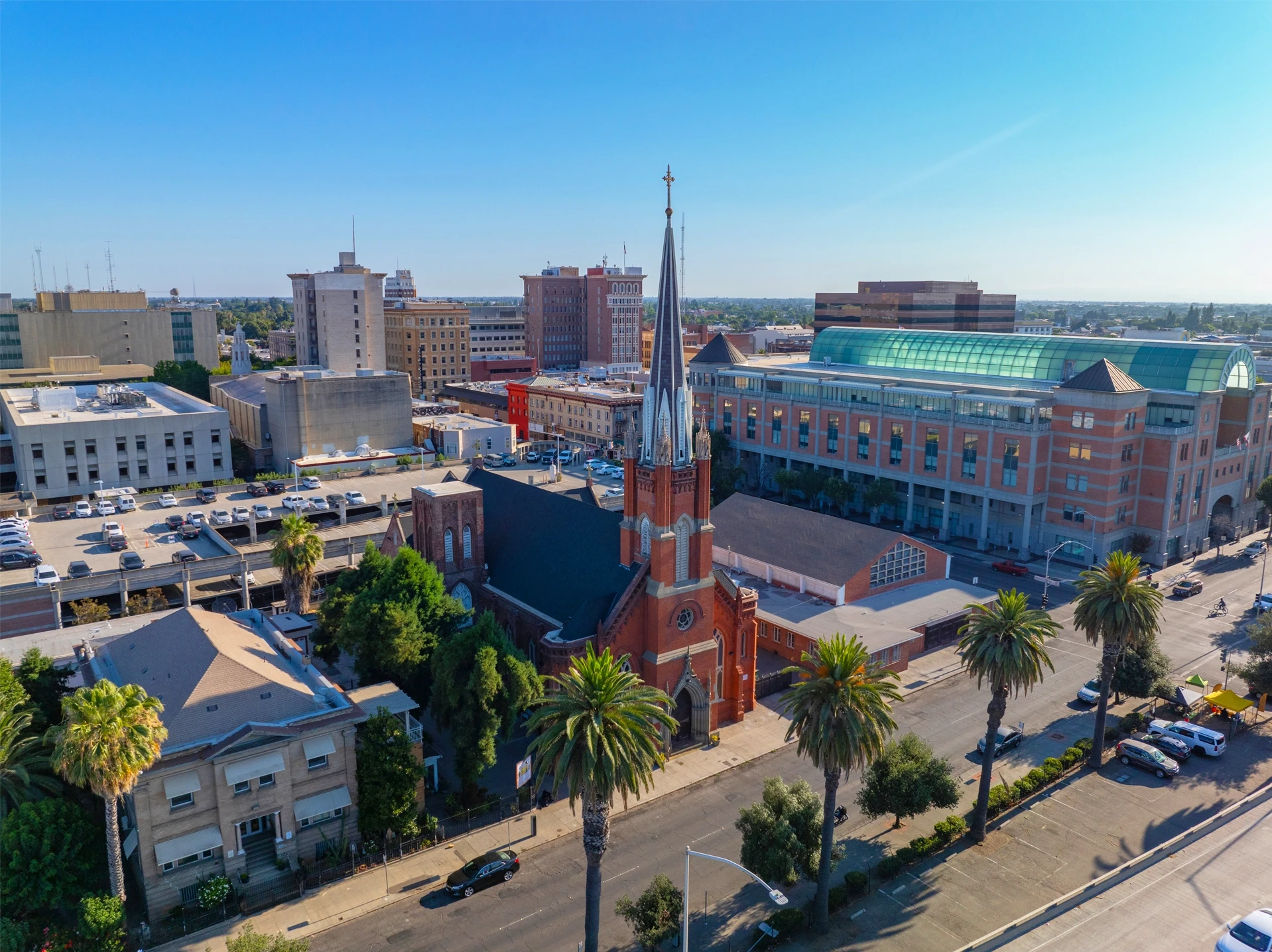 Buildings in downtown Stockton, California, representing local accident and personal injury cases handled by Schwinghamer Law