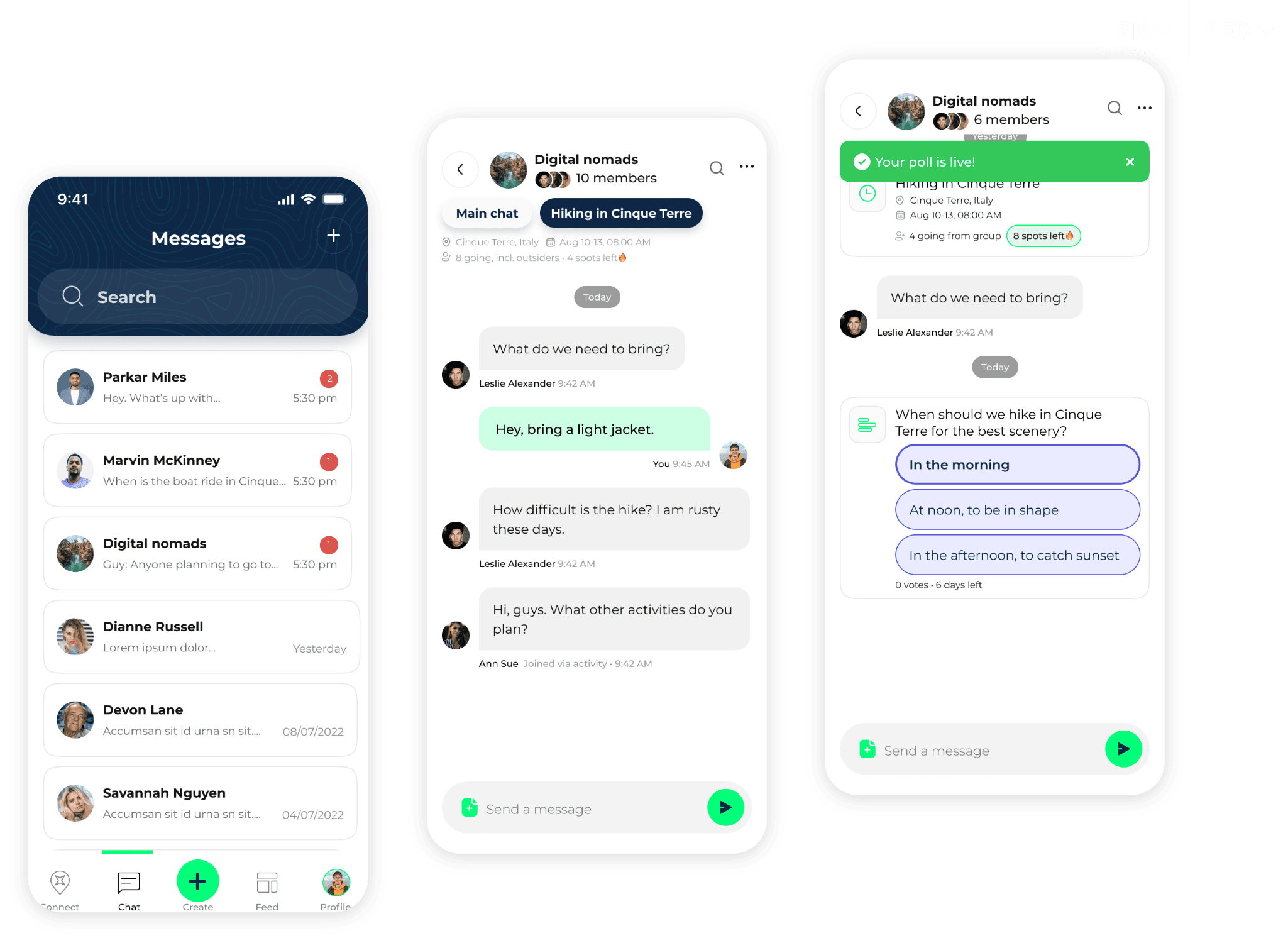 Chat screens