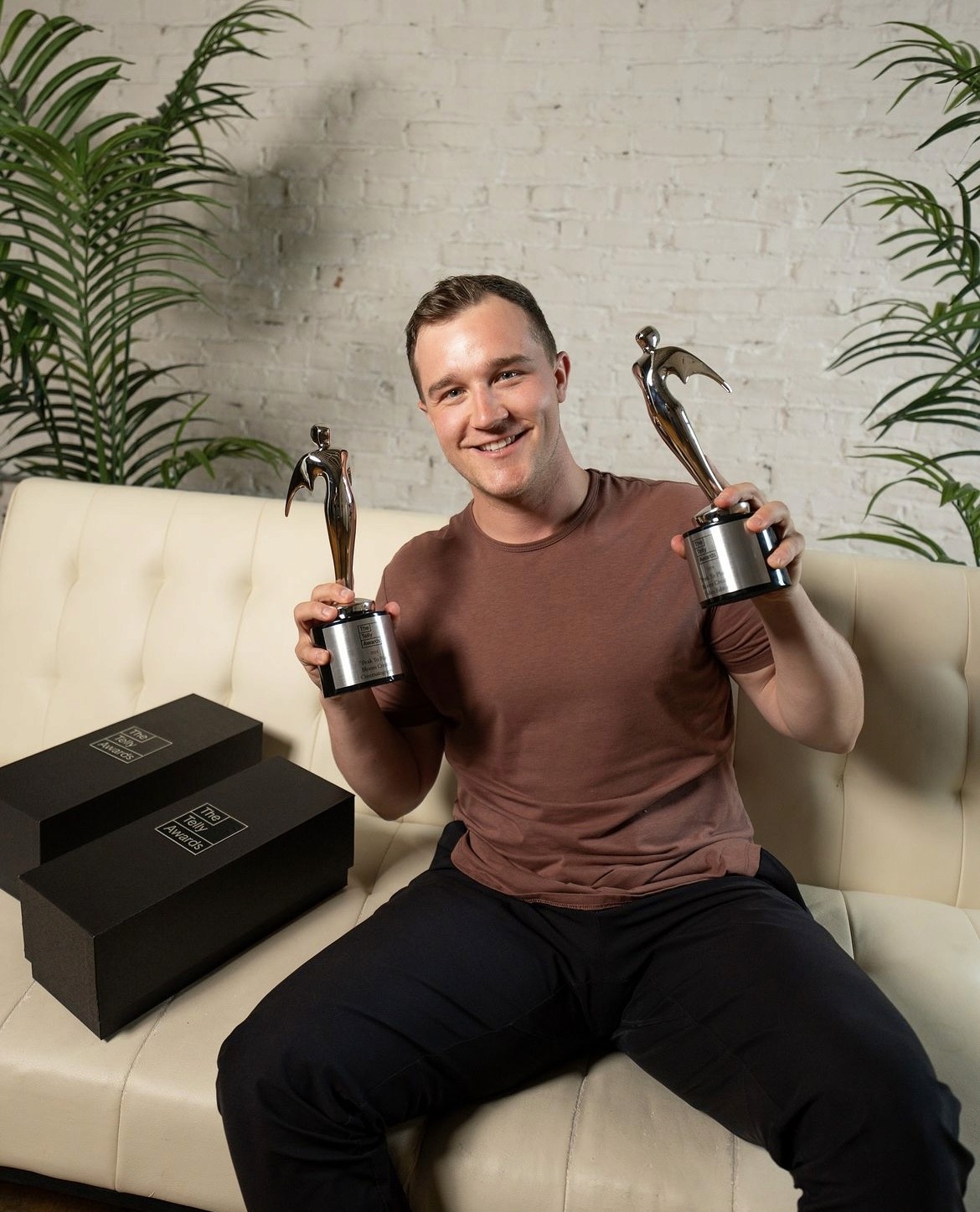 Chase Johnson with two telly awards