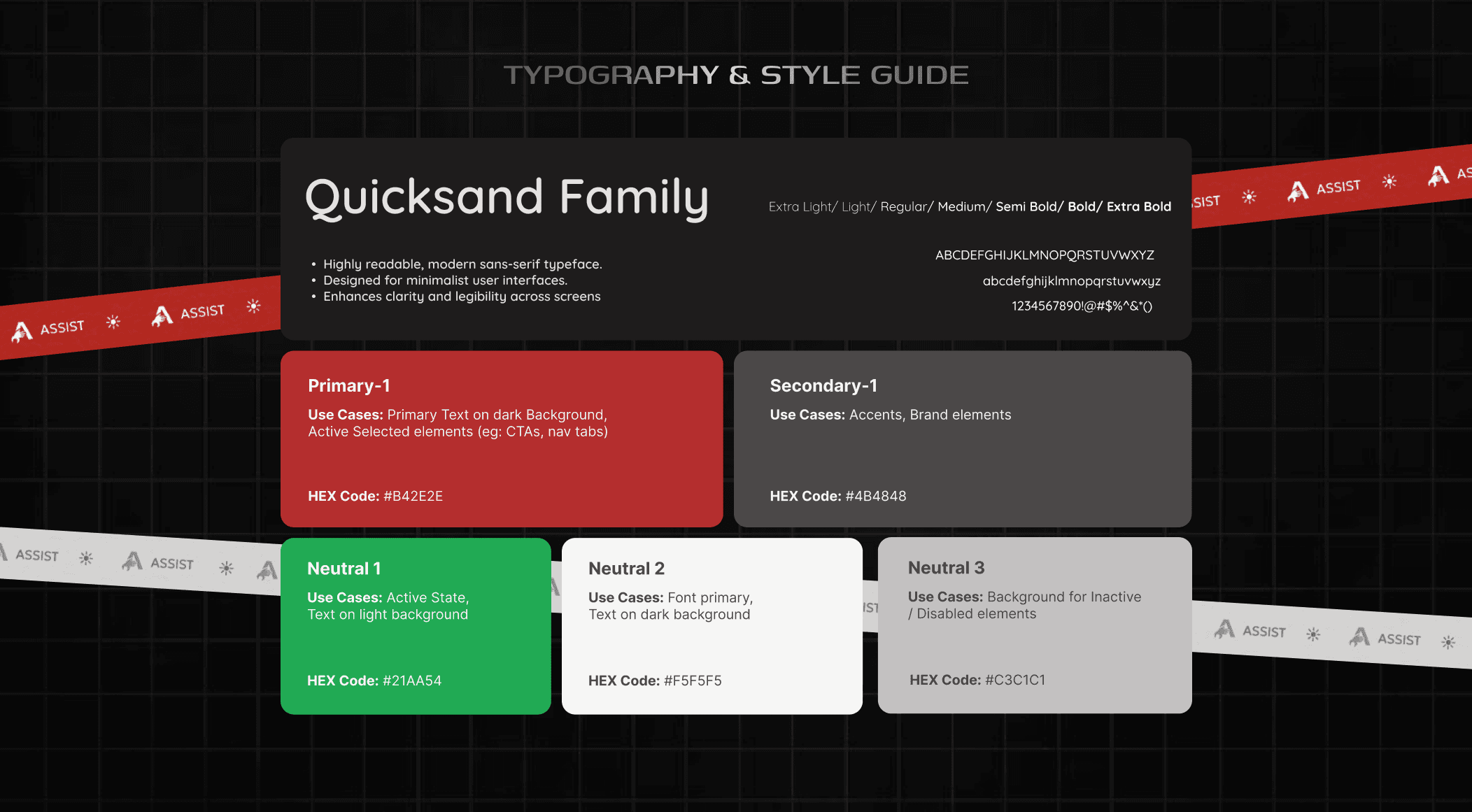The brand identity for Assist was kept minimalistic and clean interface with easy to understand user states for technicians with lower levels of literacy