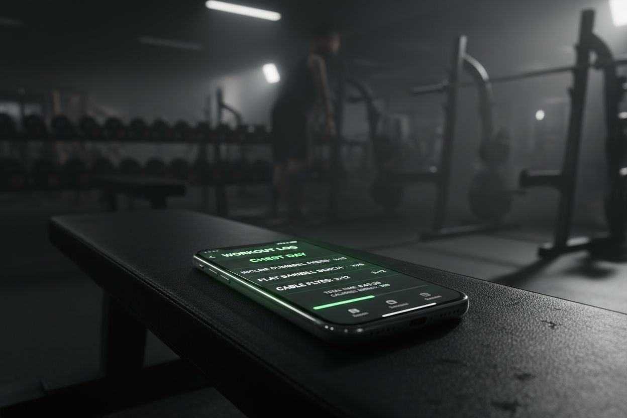 Smartphone showing a workout log