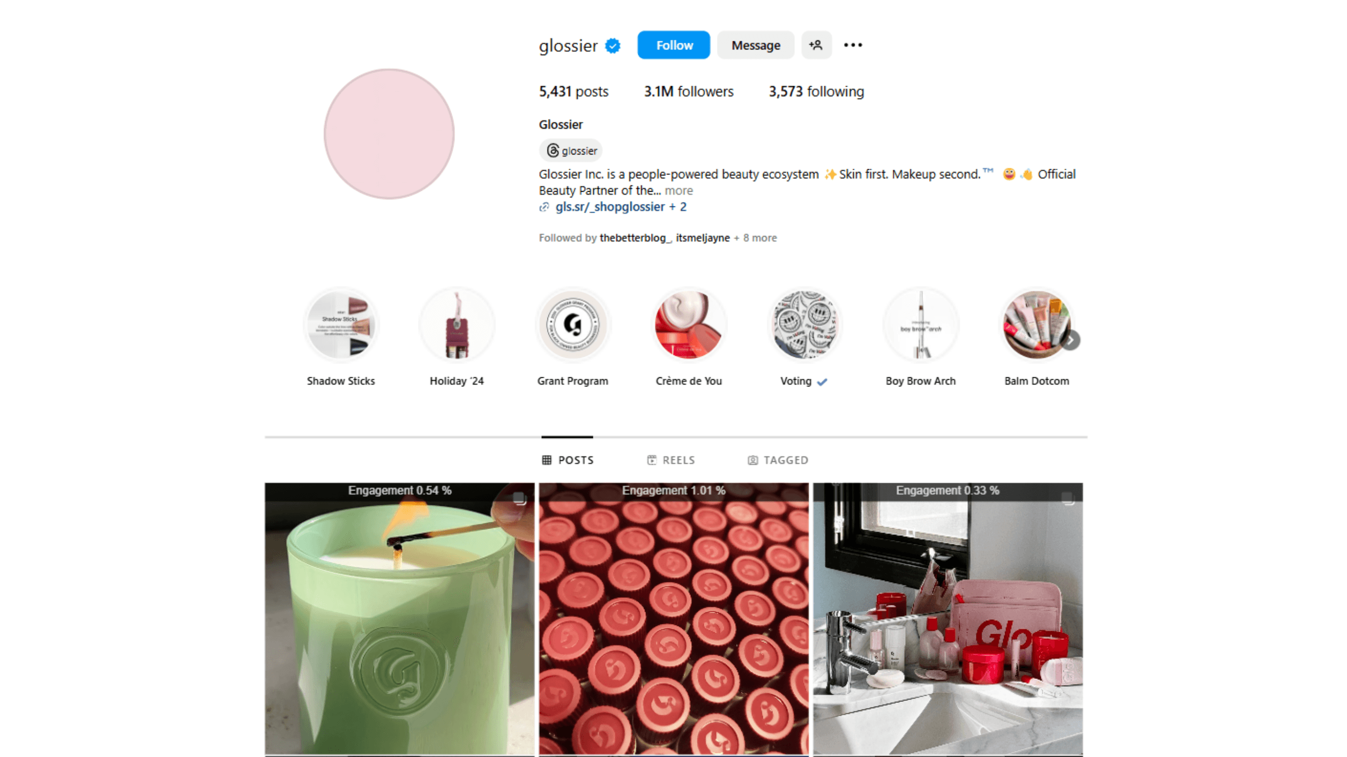 Glossier - Micro influencer marketing examples