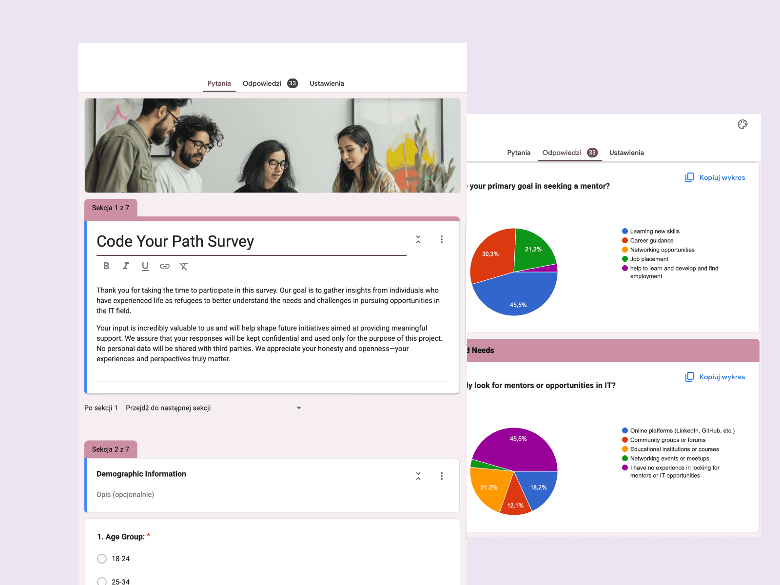 Survey screens