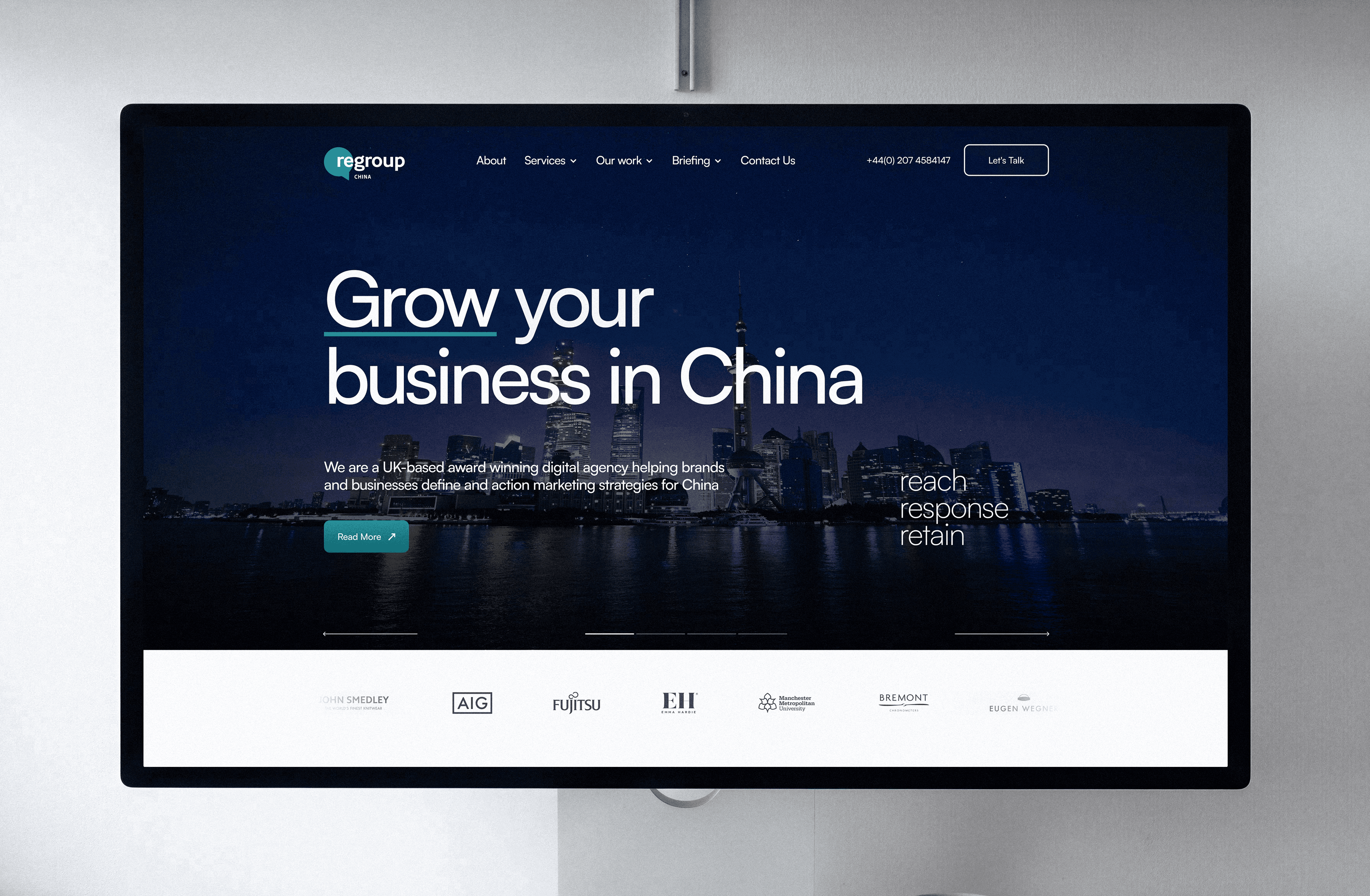Regroup China web page structure and content layout
